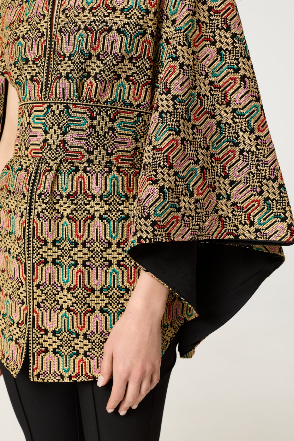 Beige Multi Embroidered Cape