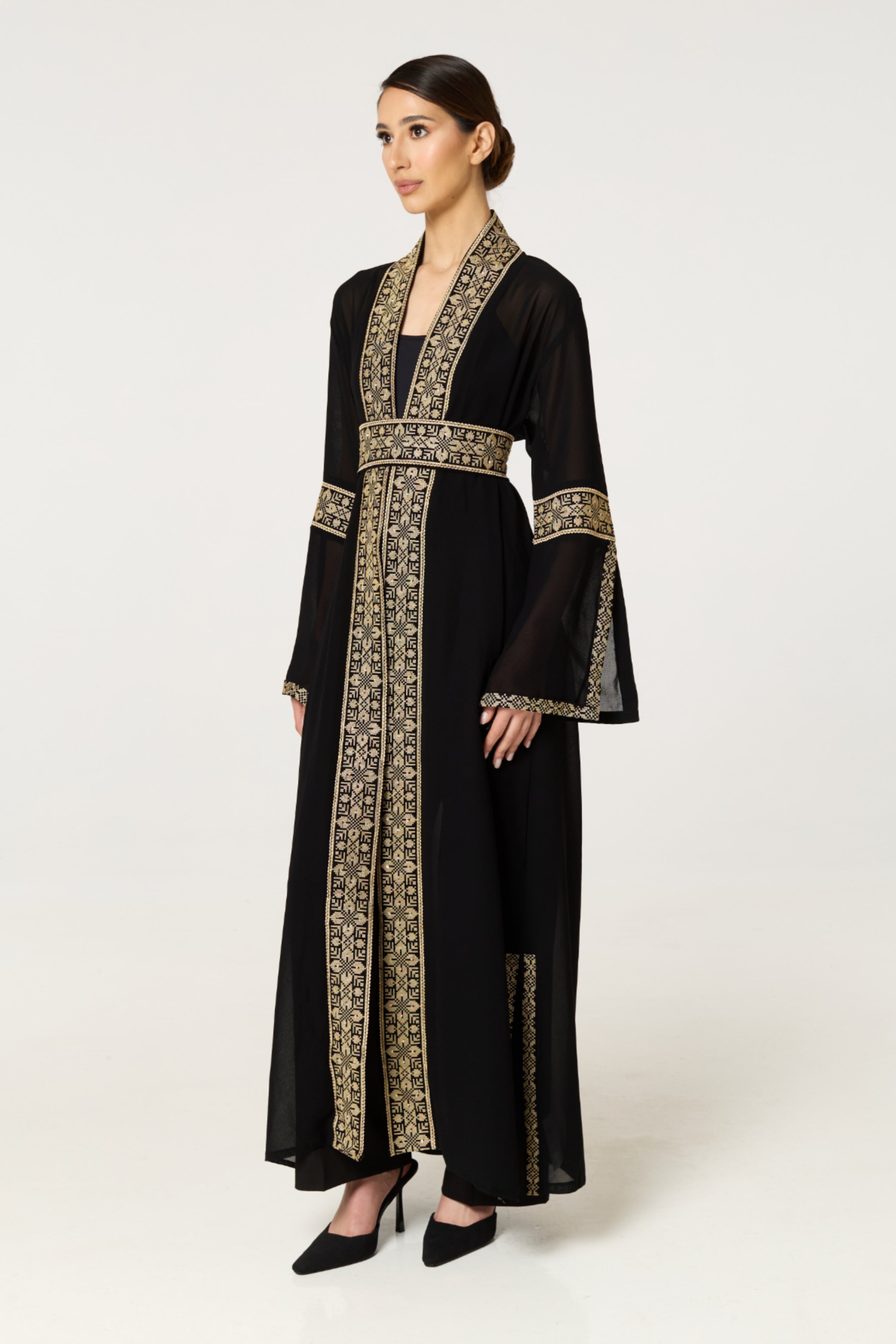 Black & Gold Tatreez Border Abaya