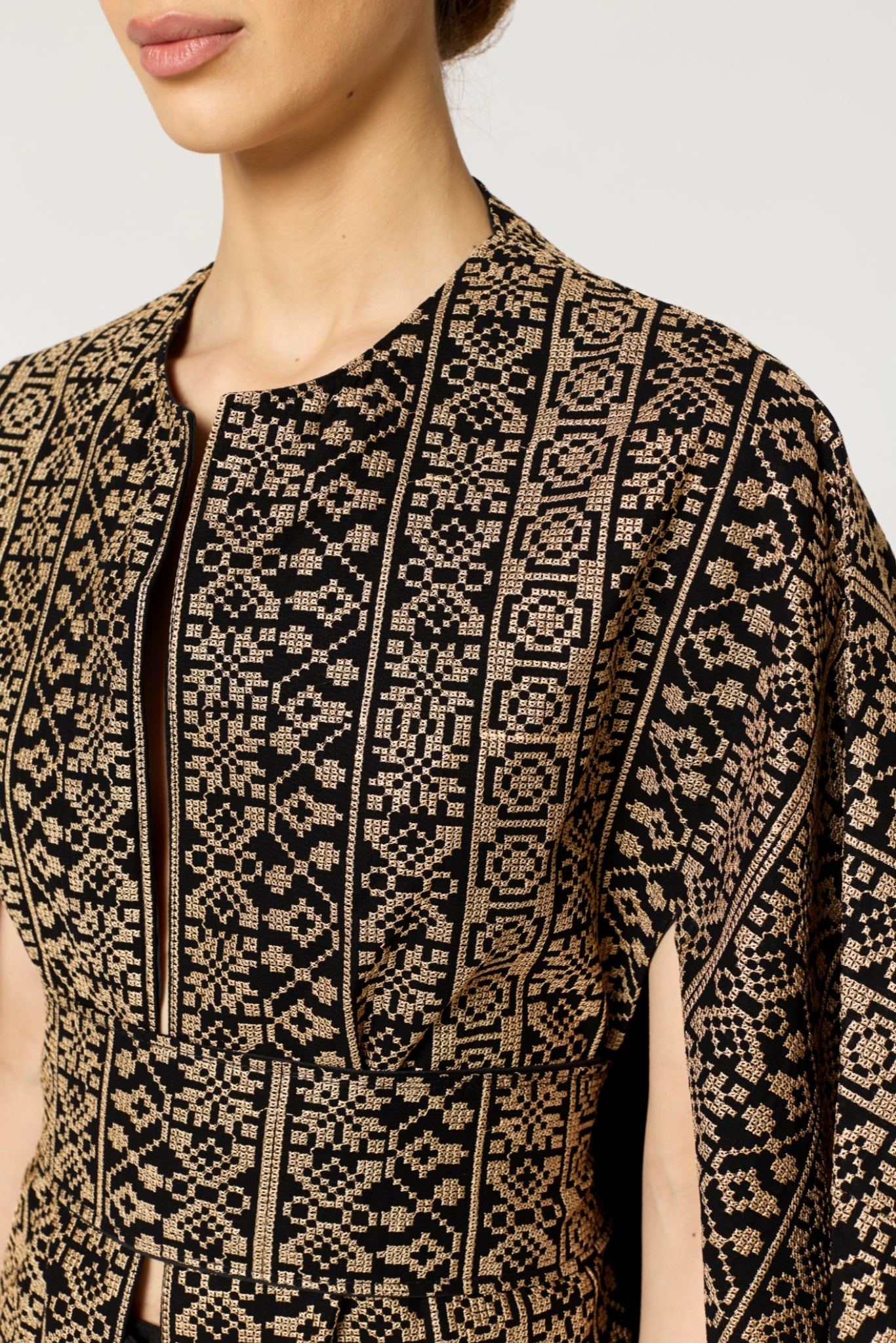 Black & Gold Tatreez Cape