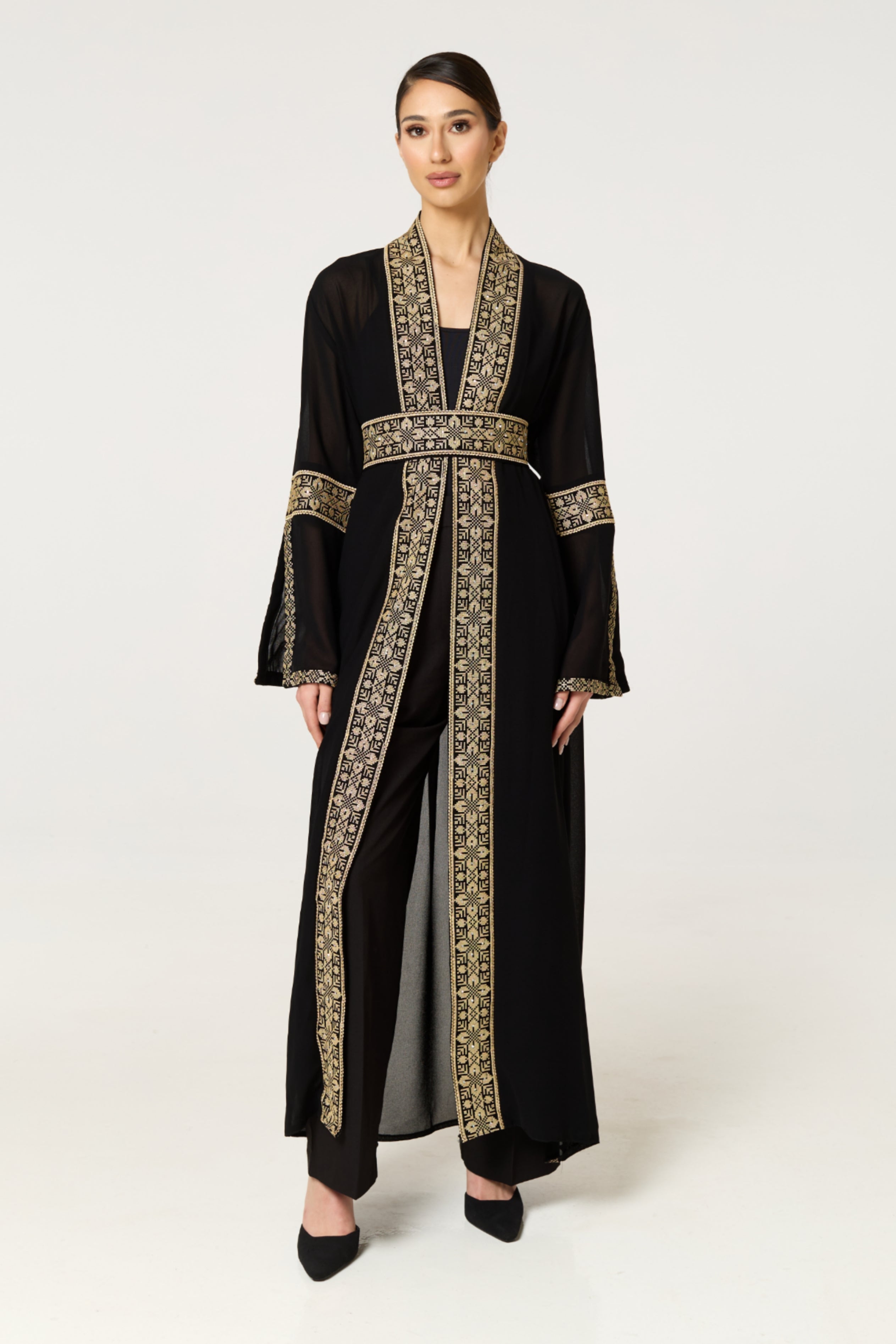 Black & Gold Tatreez Border Abaya