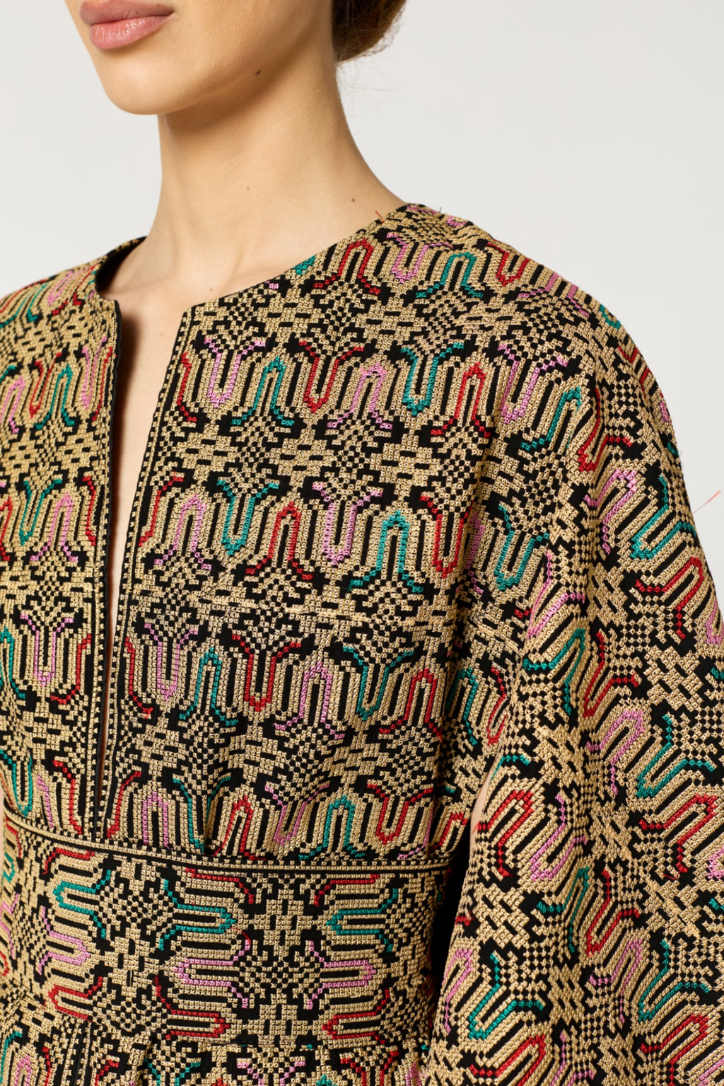 Beige Multi Embroidered Cape