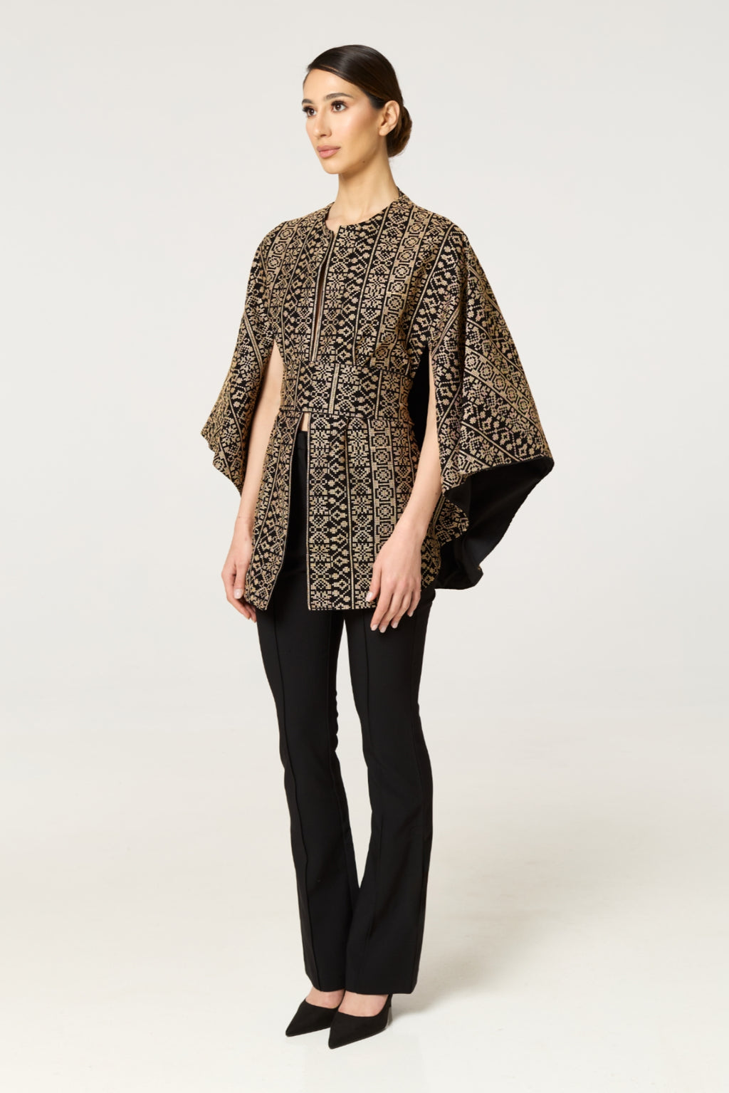 Black & Gold Tatreez Cape