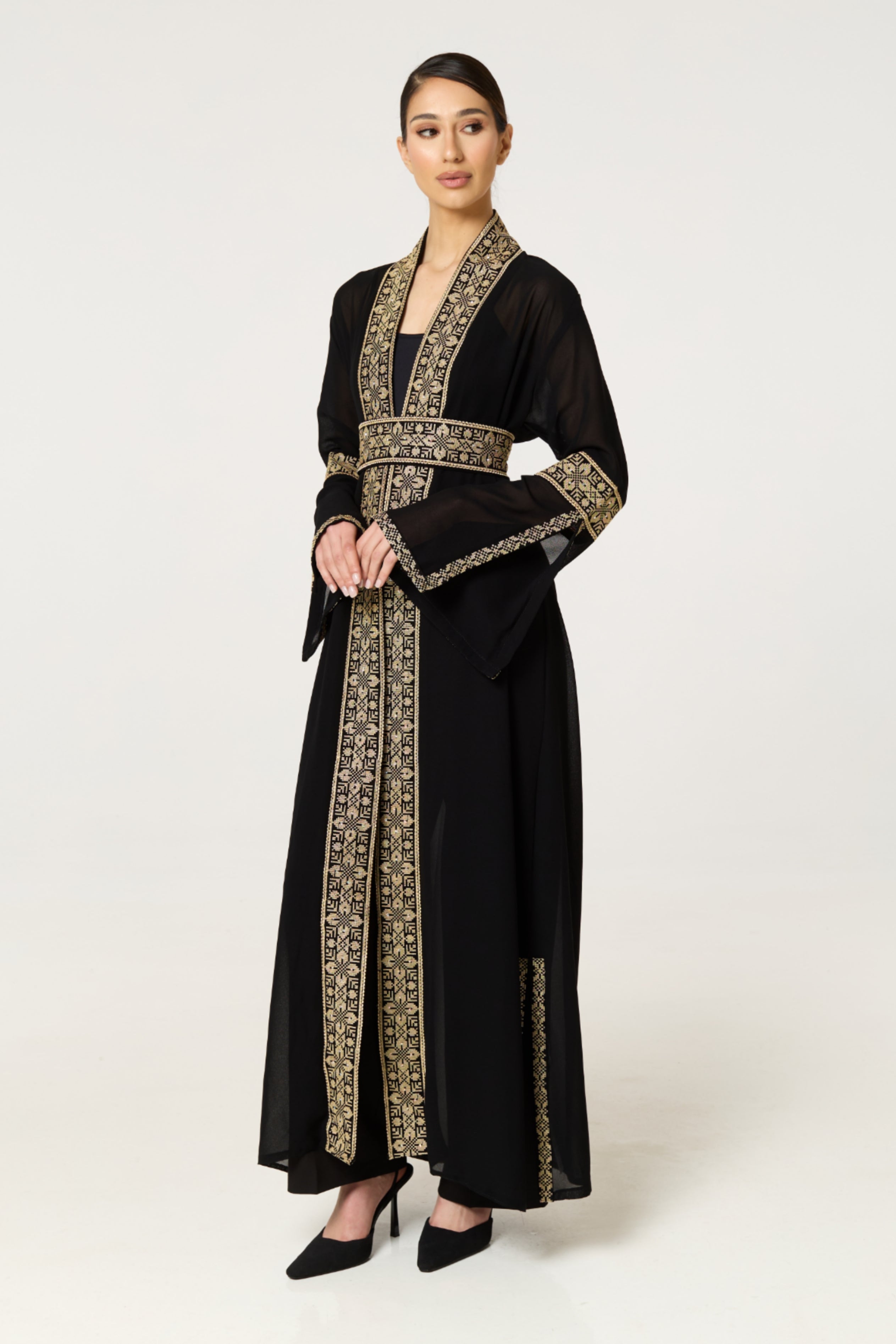 Black & Gold Tatreez Border Abaya