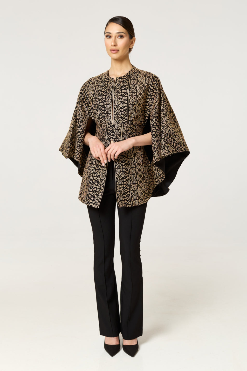 Black & Gold Tatreez Cape