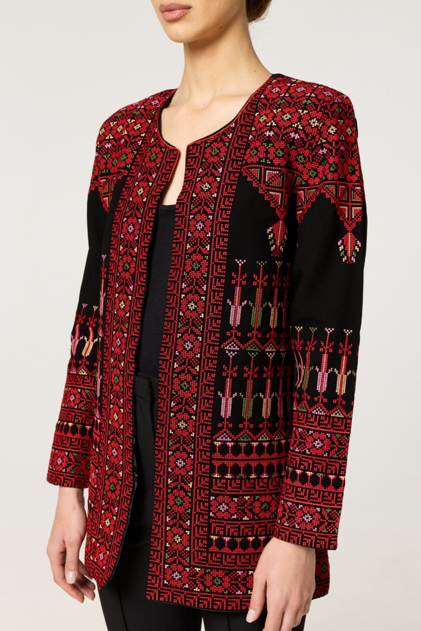 Black & Red Tatreez Jacket