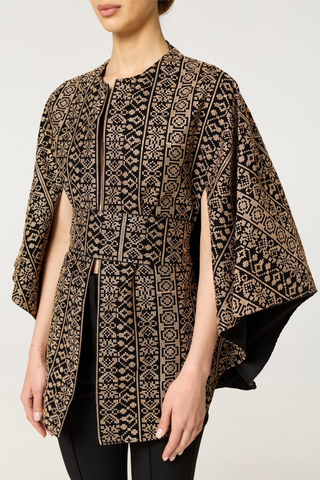 Black & Gold Tatreez Cape