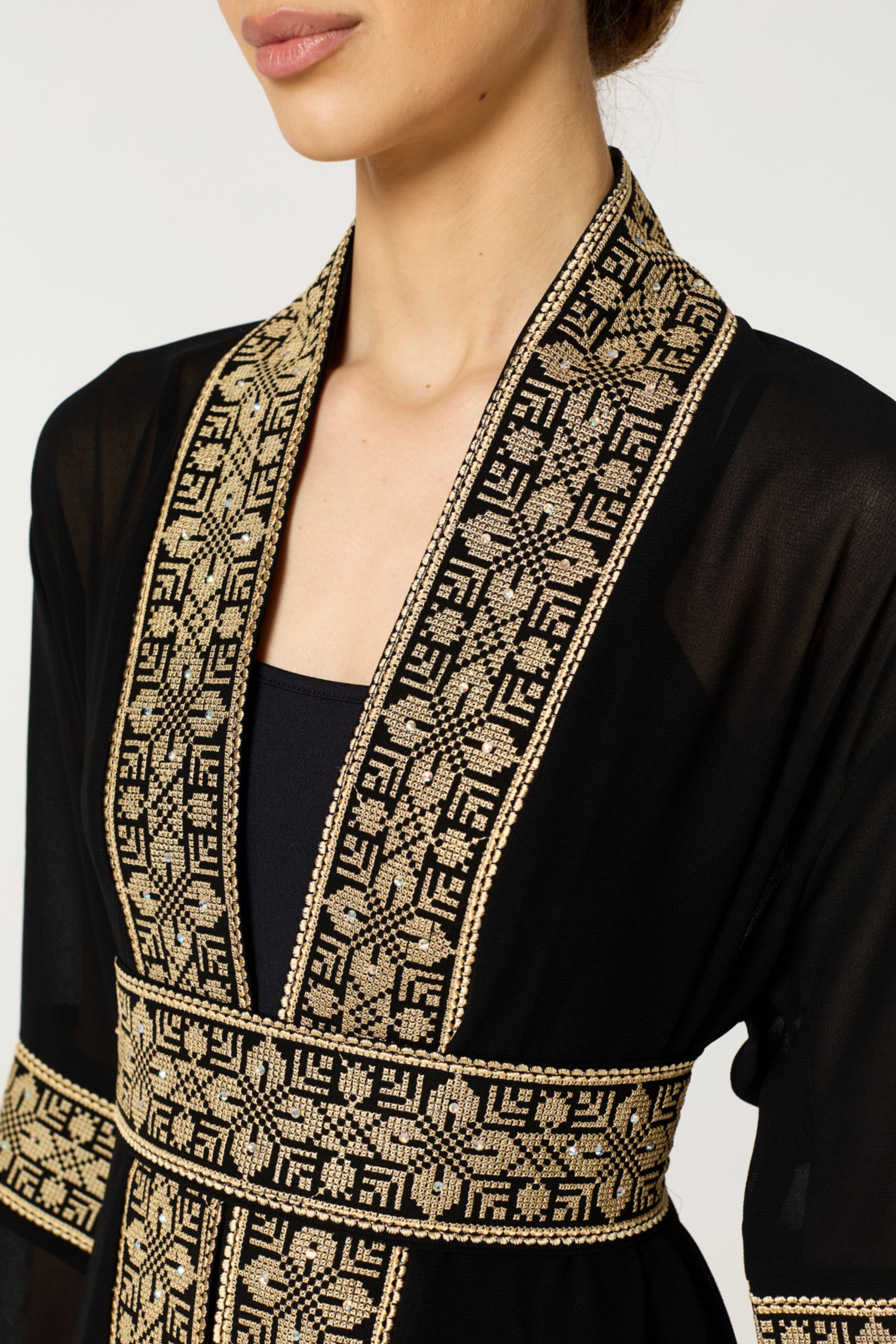 Black & Gold Tatreez Border Abaya