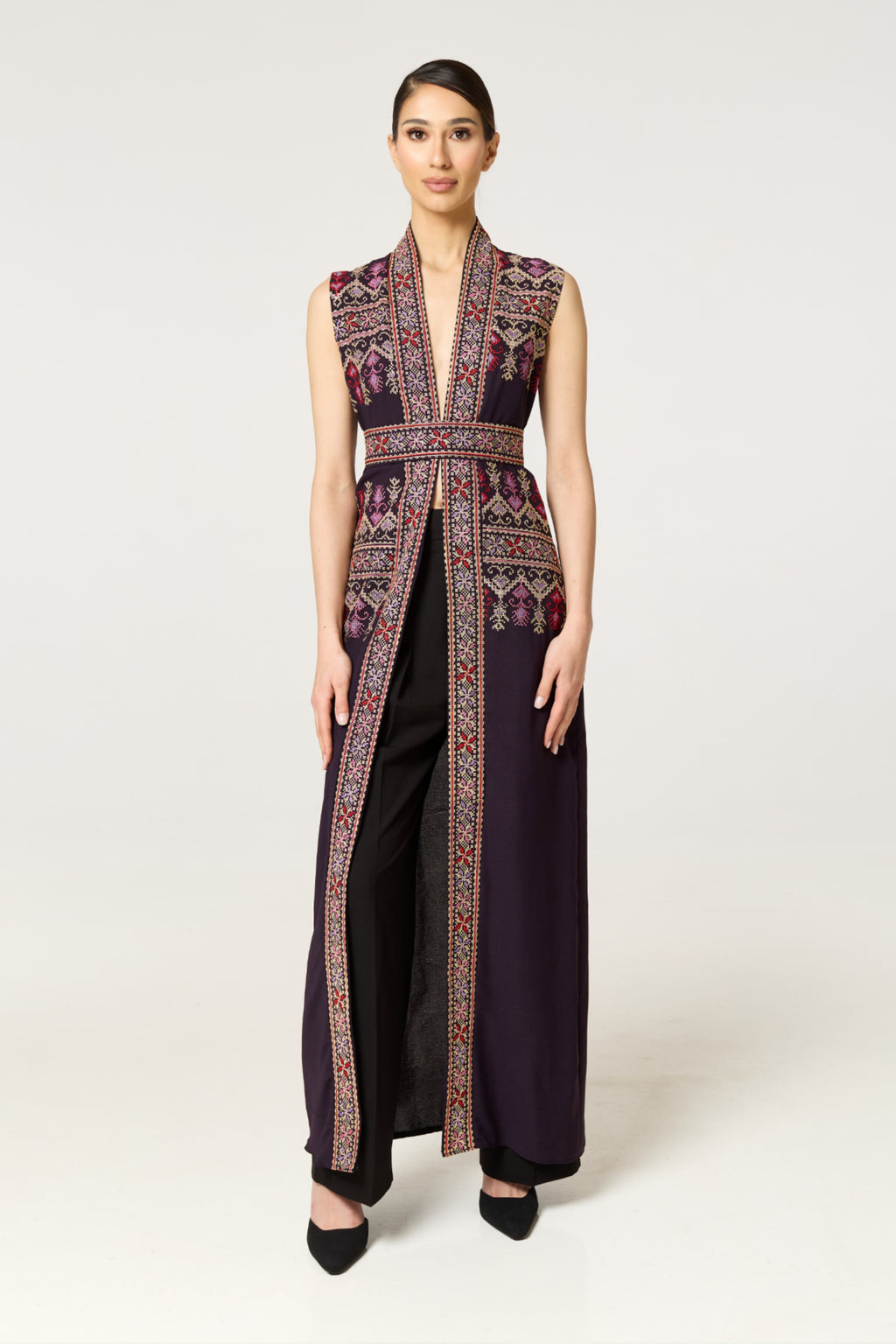 Purple Tatreez Kaftan