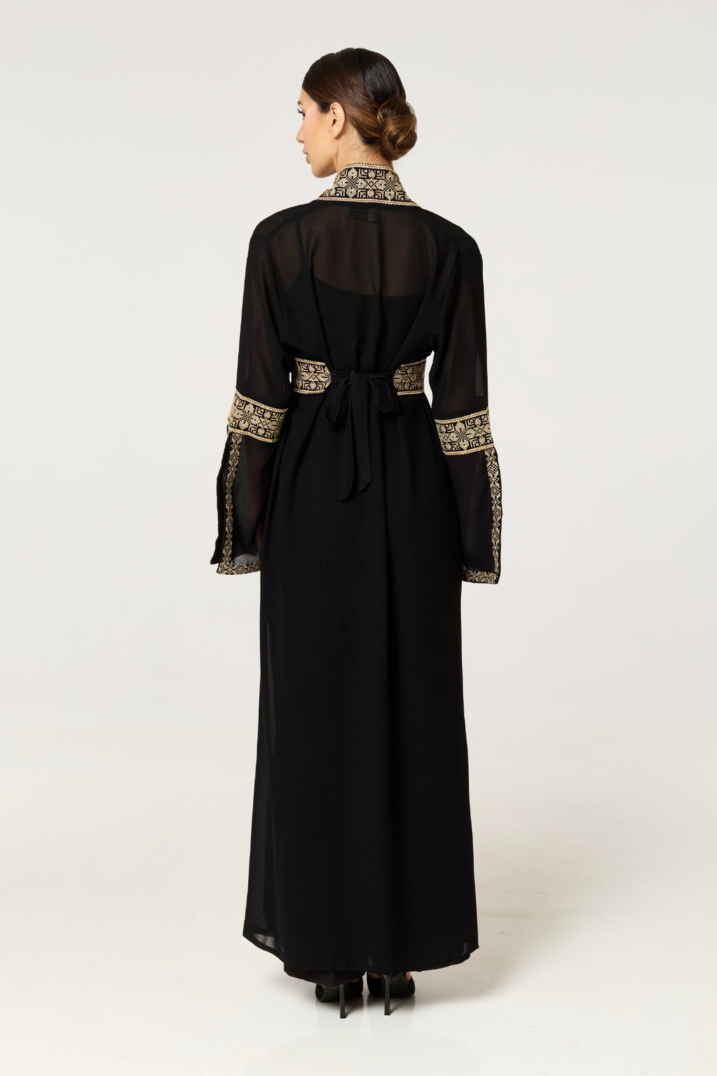 Black & Gold Tatreez Border Abaya